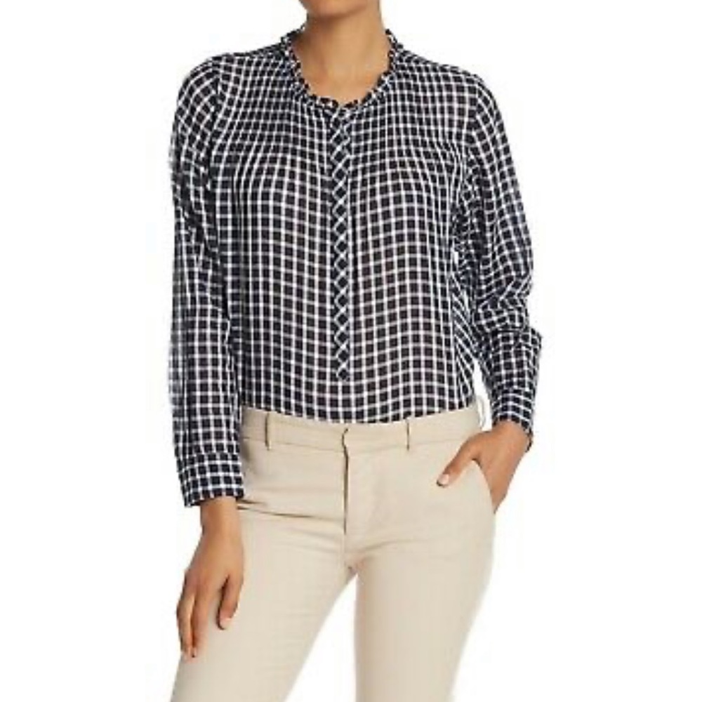 J. Crew Ruffle Popover in blue gingham